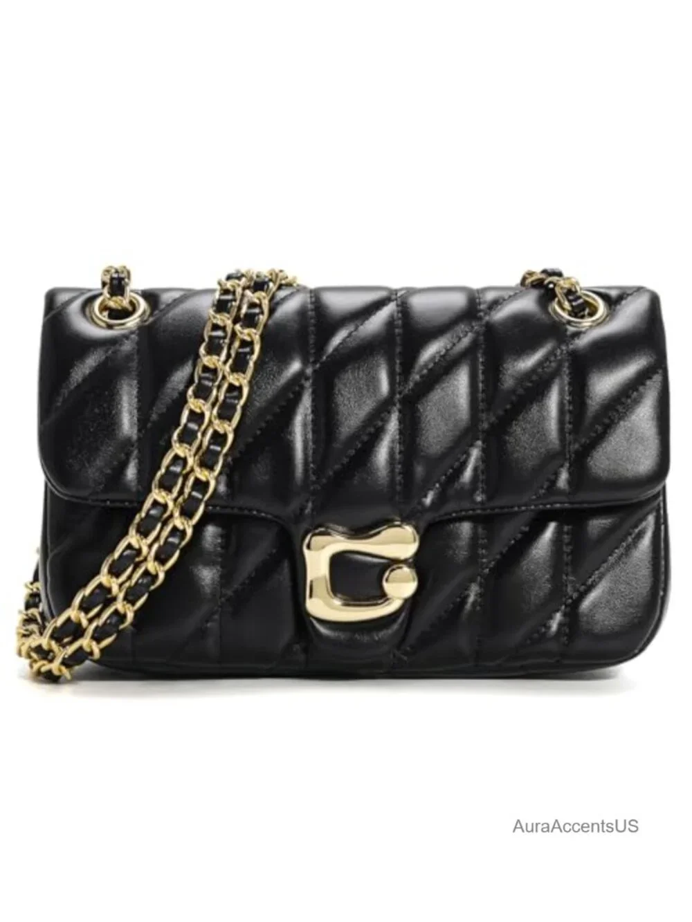 Quilted Vegan Leather Crossbody Satchel Purse for Women